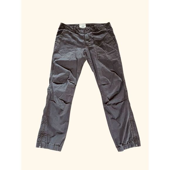 NILI LOTAN  Cotton Cropped French Military Pant Brown Ankle Zip Jogger Size 4 - Picture 2 of 15